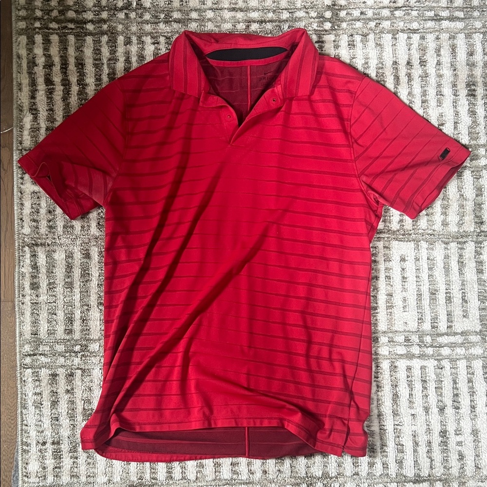 Nike Red Polo Shirt with Subtle Stripes